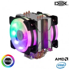 Cooler para Processador Fan Dupla com LED RGB e Dissipador Gamer Intel/AMD Dex DX-9107D
